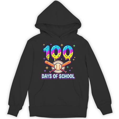 100 Days Of School Baseball Ice Cream Drip Kids Boys Teacher Unisex Hoodie - Sportilla