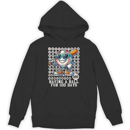 100 Days Of School Boys Baseball 100th Day Of School Kids Unisex Hoodie - Sportilla