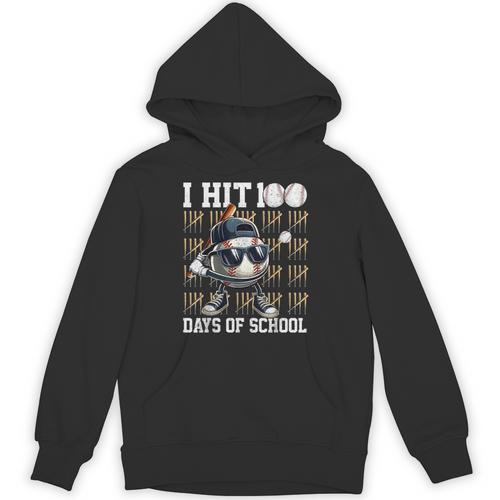 100 Days Of School Boys Kids 100th Day Balls Baseball Kids Unisex Hoodie - Sportilla