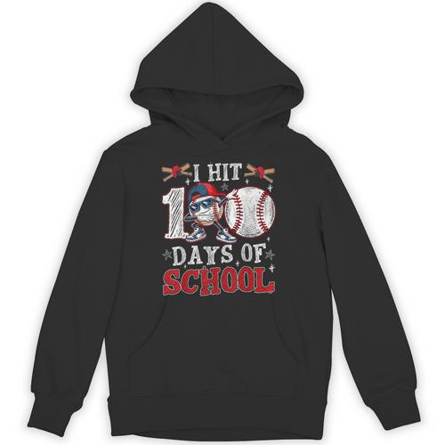 100 Days Of School Dabbing Baseball Hit Student Kids Boys Unisex Hoodie - Sportilla