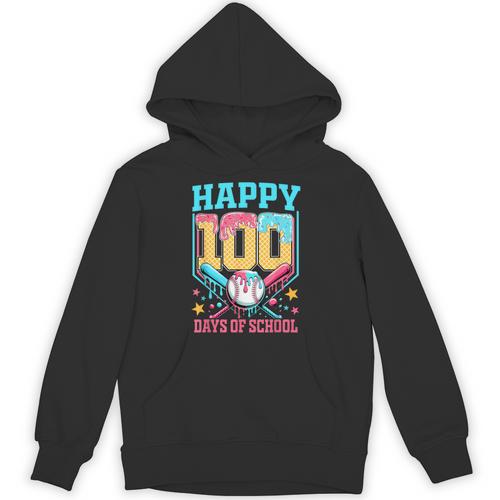 100 Days Of School Kids Baseball Drip 100th Day Of School Unisex Hoodie - Sportilla