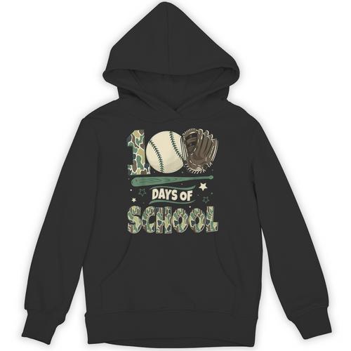100 Days Of School Teacher Camo Baseball Boys Toddler Kids Unisex Hoodie - Sportilla