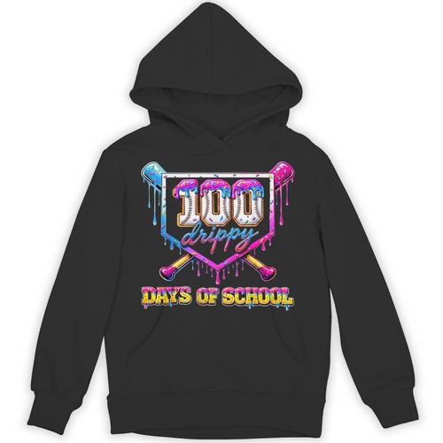 100 Drippy Days Of School Baseball For Boy Kids Unisex Hoodie - Sportilla