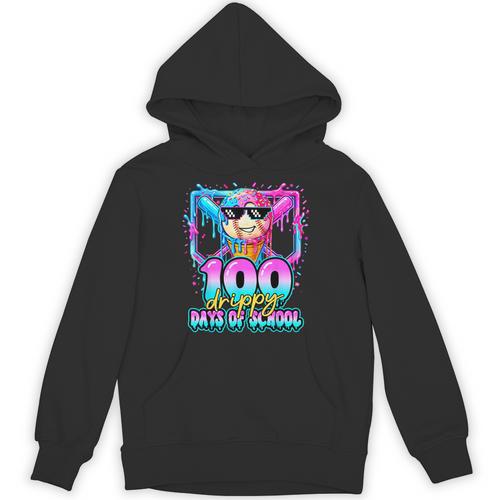 100 Drippy Days Of School Baseball Ice Cream 100th Day Boys Unisex Hoodie - Sportilla