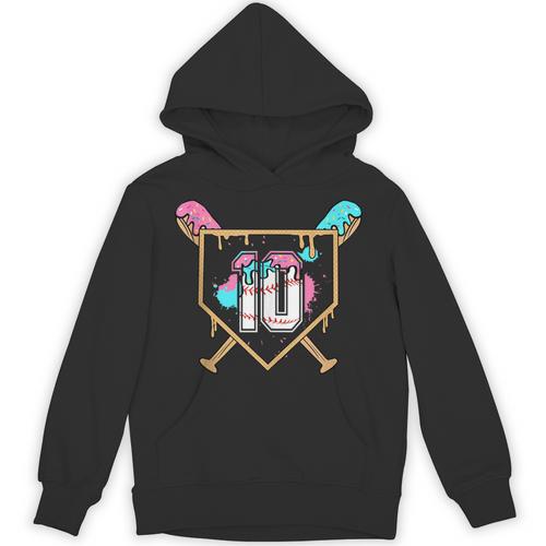 10th Birthday Baseball Bat Ice-Cream Drip 10yrs Old Boys Unisex Hoodie - Sportilla