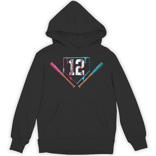 12th Birthday Baseball Ice Cream Drip 12 Years Old Boy Kids Unisex Hoodie - Sportilla
