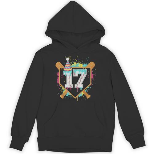 17th Birthday Baseball Drip Number 17 Year Old Birthday Boy Unisex Hoodie - Sportilla