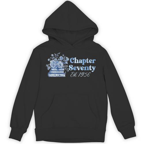 1956 Chapter Seventy 70th Birthday Blue Toile Floral Book Unisex Hoodie - Bookorys CA