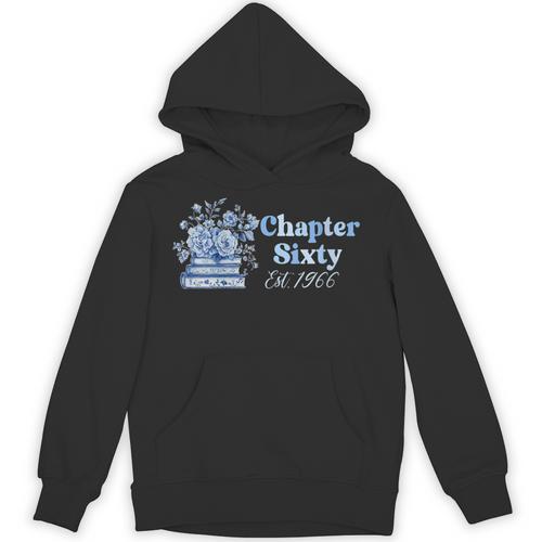 1966 Chapter Sixty 60th Birthday Blue Toile Floral Book Unisex Hoodie - Bookorys CA