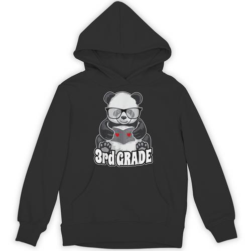 3rd Grade Back To School Panda Book Reader Teacher Heart Unisex Hoodie - Bookorys CA