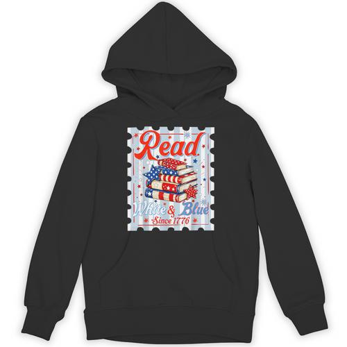 4th Of July Patriotic Read Blue Books Men Women Kid Unisex Hoodie - Bookorys