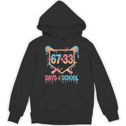 67 33 Days Of School Baseball Drip 100 Days Of School Unisex Hoodie - Sportilla