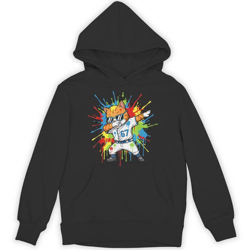 67 Baseball Dabbing Cat 6 7 Dripping Ice Cream Meme Unisex Hoodie - Sportilla