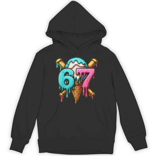 67 Baseball Ice Cream Drip Kids Unisex Hoodie - Sportilla