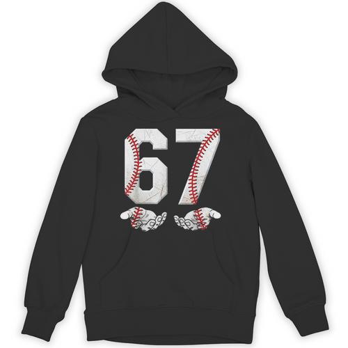 67 Six Seven Number 6 7 Meme Baseball Six Seven For Boys Men Unisex Hoodie - Sportilla