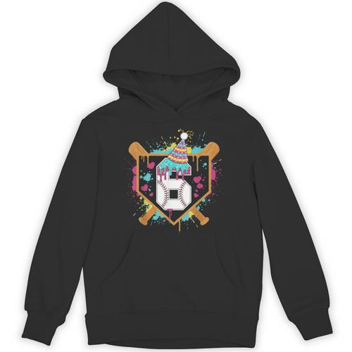 6th Birthday Baseball Drip Number 6 Year Old Birthday Boy Unisex Hoodie - Sportilla