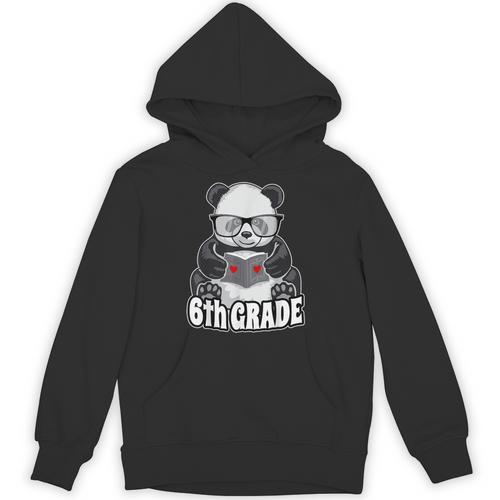 6th Grade Back To School Panda Book Reader Teacher Heart Unisex Hoodie - Bookorys UK