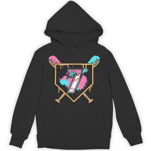 7th Birthday Baseball Bat Ice-Cream Drip 7yrs Old Boys Girls Unisex Hoodie - Sportilla
