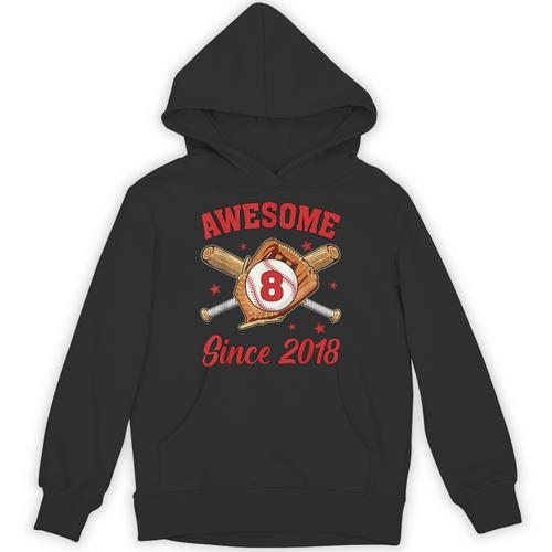8 Year Old Boys Awesome Since 2018 Baseball Birthday Unisex Hoodie - Sportilla
