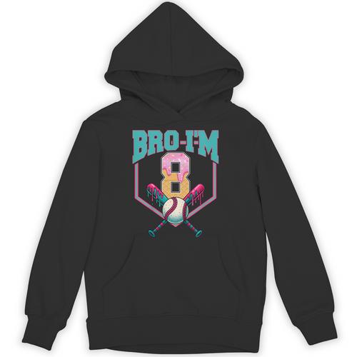 8th Birthday Boy Bro I'm 8 Years Old Baseball Theme Unisex Hoodie - Sportilla