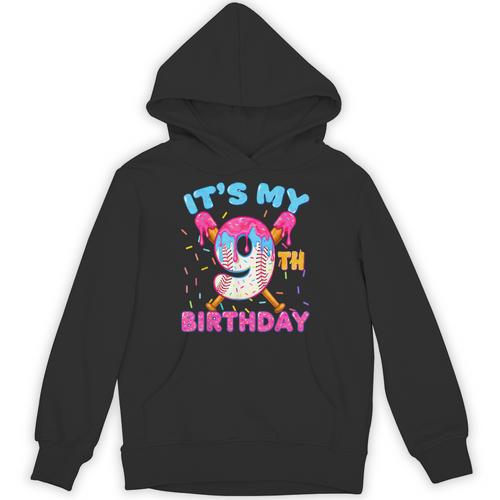 9th Birthday Baseball 9 Year Old Ice Cream Drip Boy Baseball Unisex Hoodie - Sportilla