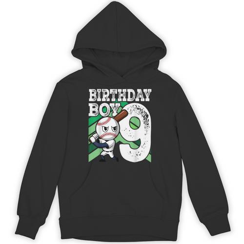 9th Birthday Baseball Birthday Party 9th Birthday Boy Unisex Hoodie - Sportilla