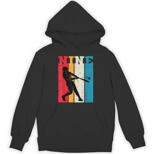 9th Birthday Nine Baseball Batter 9 Year Old Bday Boys Kids Unisex Hoodie - Sportilla