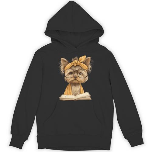 Baby Tiger Open Book Reading Graphic Portrait Round Glasses Unisex Hoodie - Bookorys DE