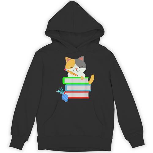 Back To School Kawaii Cat School Books Homework For Men Women Kids Unisex Hoodie - Bookorys AU