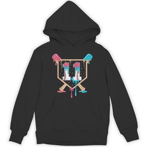 Baseball 11 Year Old Ice Cream Drip 11th Birthday Boy Player Unisex Hoodie - Sportilla