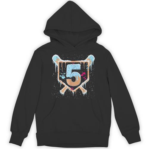 Baseball 5 Year Old Ice Cream Drip 5th Birthday Boy Number 5 Unisex Hoodie - Sportilla