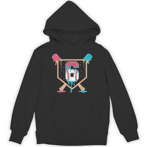 Baseball 6 Year Old Ice Cream Drip 6th Birthday Boys Player Unisex Hoodie - Sportilla