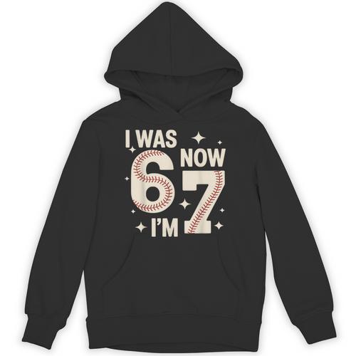 Baseball 7th Birthday 6 7 Years Old I Was 6 Now I'm 7 Unisex Hoodie - Sportilla