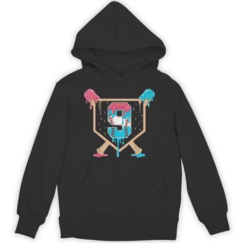 Baseball 9 Year Old Ice Cream Drip 9th Birthday Boys Player Unisex Hoodie - Sportilla