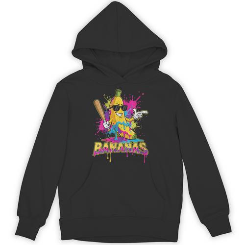 Baseball Banana Splatter Sports Kids Teens Unisex Hoodie - Sportilla
