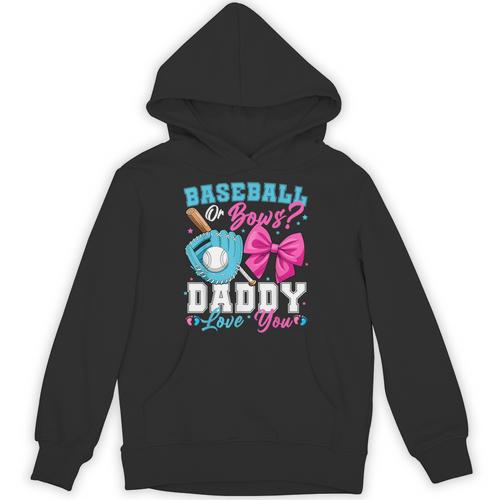 Baseball Or Bows Daddy Loves You Gender Reveal Family Unisex Hoodie - Sportilla