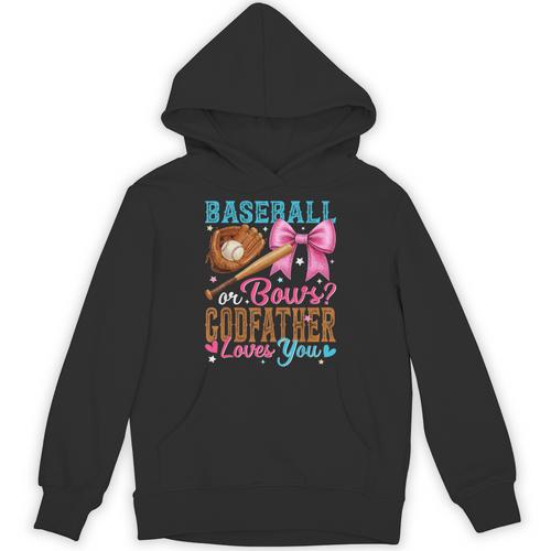 Baseball Or Bows Godfather Loves You Gender Reveal Unisex Hoodie - Sportilla