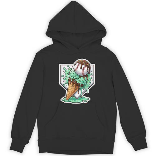 Baseball Boys Ice Cream Drip Baseball Boys Youth Mint Choco Unisex Hoodie - Sportilla
