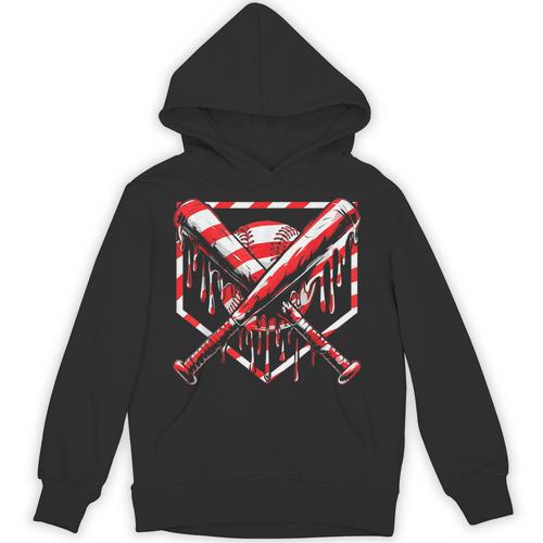 Baseball Candy Cane Christmas Baseball Ice Cream Drip Boys Unisex Hoodie - Sportilla
