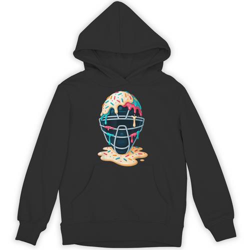 Baseball Catcher Mask Ice Cream Dripping Baseball Boy Youth Unisex Hoodie - Sportilla