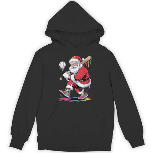 Baseball Christmas Santa Claus Batter Baseball Drip Unisex Hoodie - Sportilla