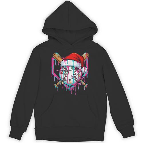 Baseball Christmas Santa Hat Baseball Christmas Drip Unisex Hoodie - Sportilla
