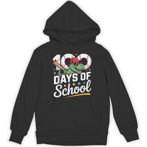 Baseball Dinosaur 100 Days Of School Kids Theme Unisex Hoodie - Sportilla