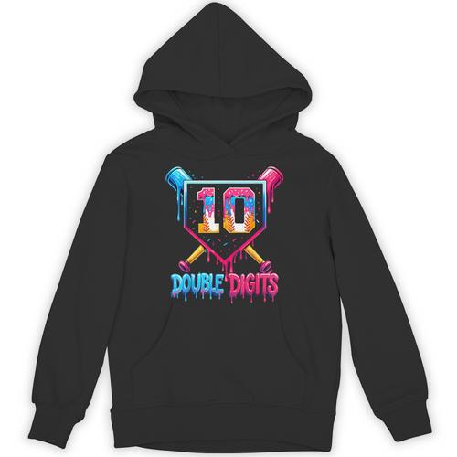 Baseball Drip 10th Birthday Boy Double Digits Ice Cream Drip Unisex Hoodie - Sportilla