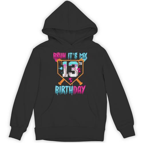 Baseball Drip Bruh It's My 13th Birthday Boy Ice Cream Drip Unisex Hoodie - Sportilla