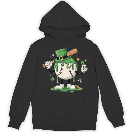 Baseball Drip Ice Cream Boys Kids Shamrock St Patricks Day Unisex Hoodie - Sportilla