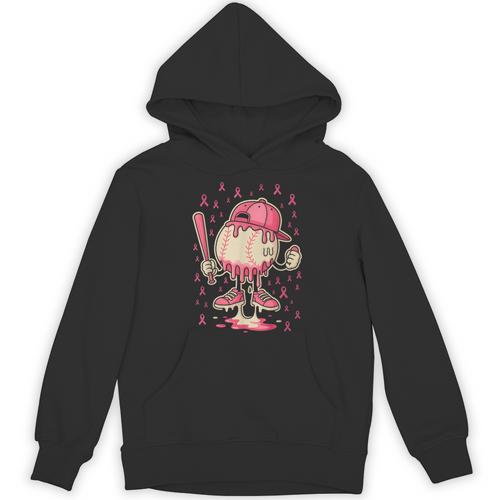 Baseball Drip Ice Cream Breast Cancer Awareness Boys & Girls Unisex Hoodie - Sportilla