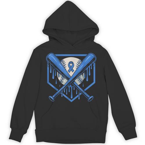 Baseball Drip Ice Cream Diabetes Awareness Ribbon Boys Girls Unisex Hoodie - Sportilla