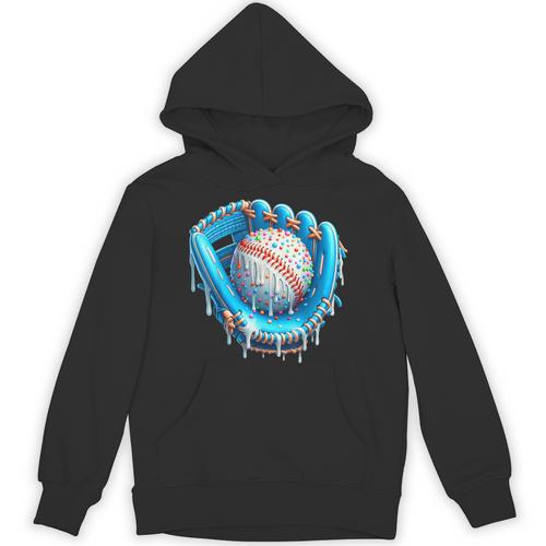 Baseball Drip Ice Cream Glove With Sprinkles Ball Boys Youth Unisex Hoodie - Sportilla