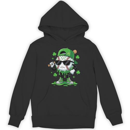 Baseball Drip Ice Cream Shamrock Kids Boy St Patrick’s Day Unisex Hoodie - Sportilla
